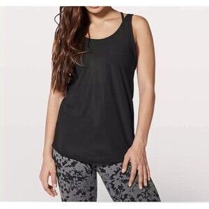 Lululemon Let It Slip Tank Women’s Black Size 4 Lightweight Top Yoga Workout